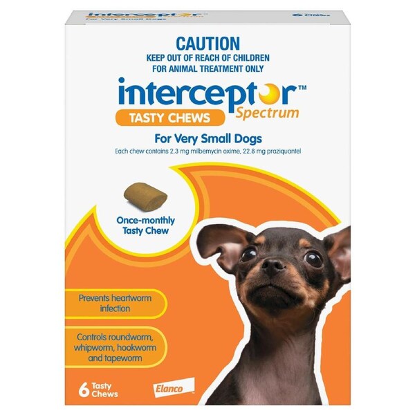 Interceptor Spectrum Tasty Chews For Very Small Dogs Up To 4Kg (Brown) 12 Chews