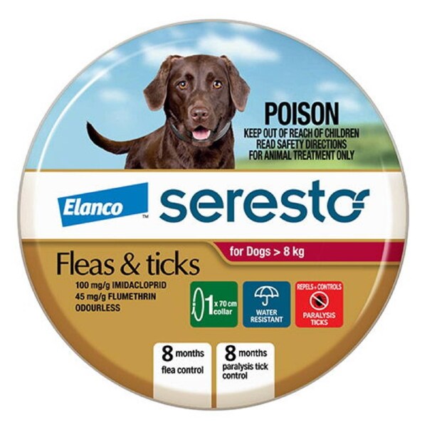 Seresto flea and tick collar for dogs Over 8 Kg 2 Pieces RED