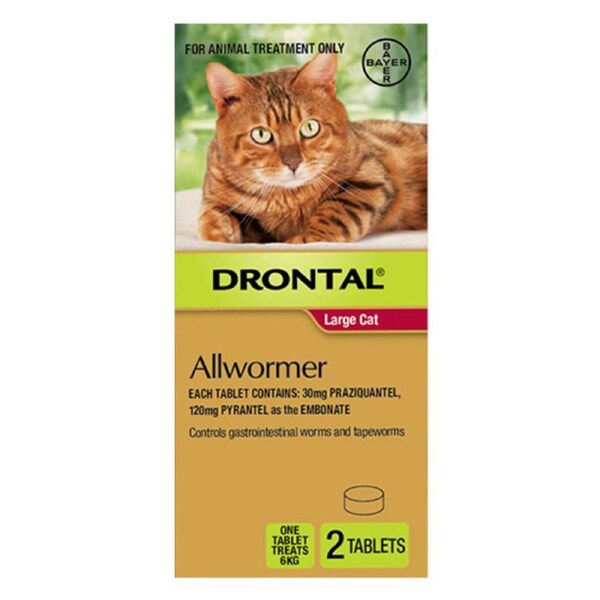 Drontal Allwormer For Large Cats 6Kg (RED) 2 Tablets