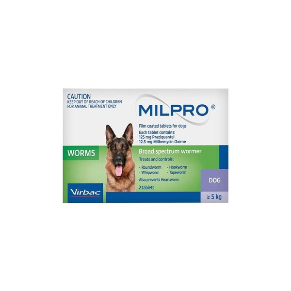 Milpro Allwormer For Dogs Over 5 Kg 2 Tablets