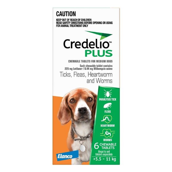 Credelio Plus For Medium Dogs 5.5 to 11 Kg ORANGE 6 Pack