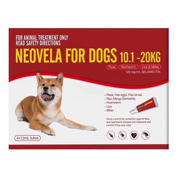 Neovela for Medium Dogs 10.1 to 20 Kg (RED) 4 Pack