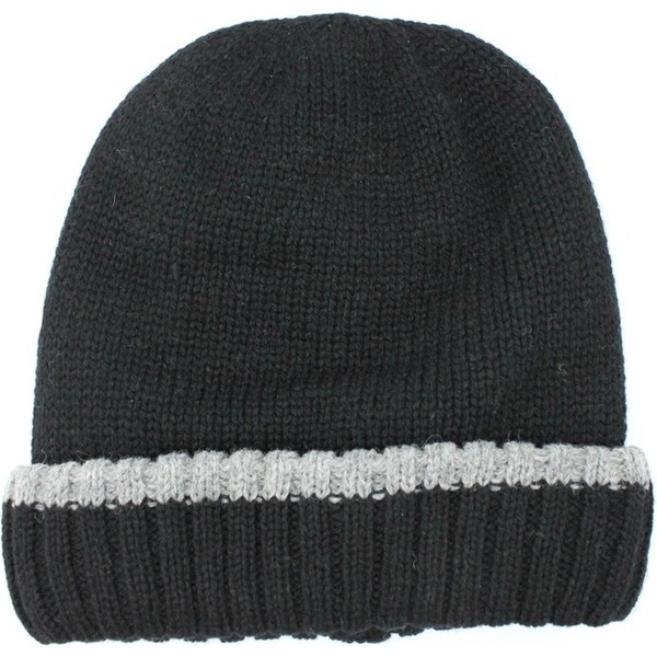 Dents Mens Thermal Insulated Wool Blend Knit Beanie Warm Winter Thick Hat - Black