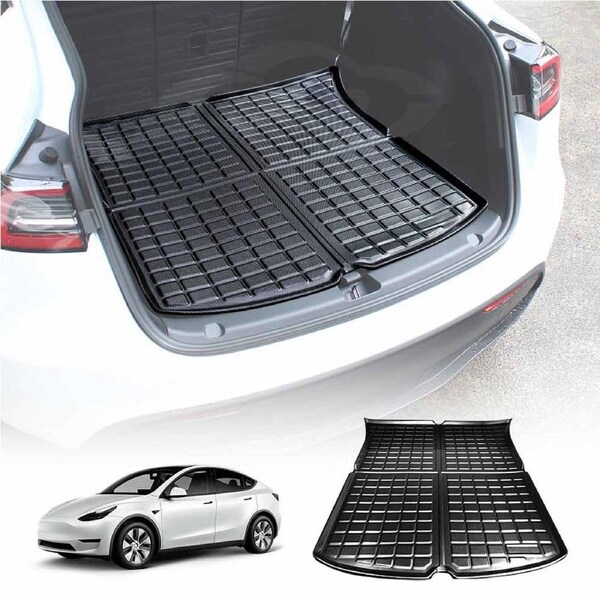 Carbon Fiber Texture Boot Liner for Tesla Model Y 2022-2025 Heavy Duty Rear Cargo Trunk Cover Mat Luggage Tray