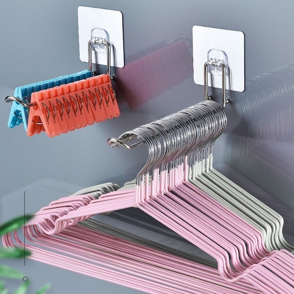 4 Pcs Hanger Organizer Wall-Mounted Hanger Storage Rack Clip Organizer Stacker