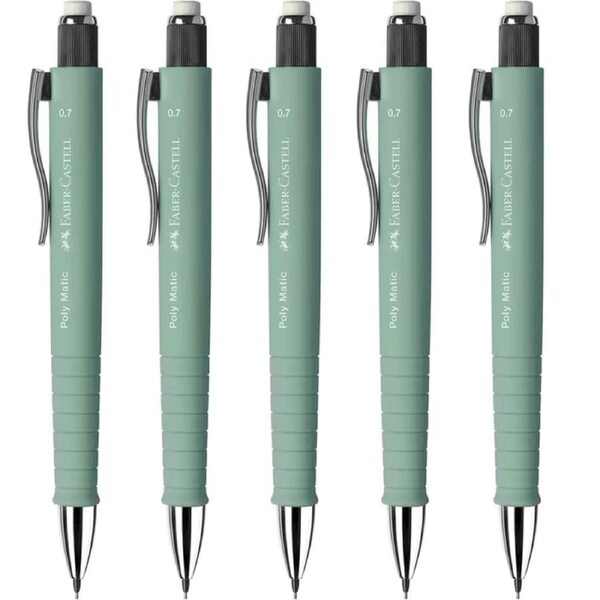 Faber-Castell Polymatic Mechanical Pencil Pacer 0.7mm Mint Green 5 Pack