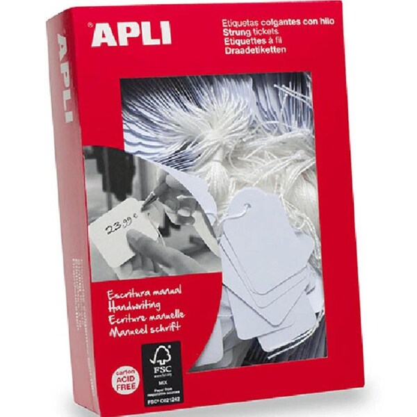Apli Strung Tickets Tags 13x20mm White Box 1000