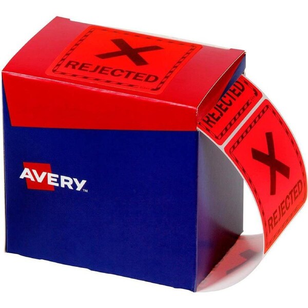 Avery 932623 Message Label REJECTED 75x74.2mm Fluoro Red Pack 1000