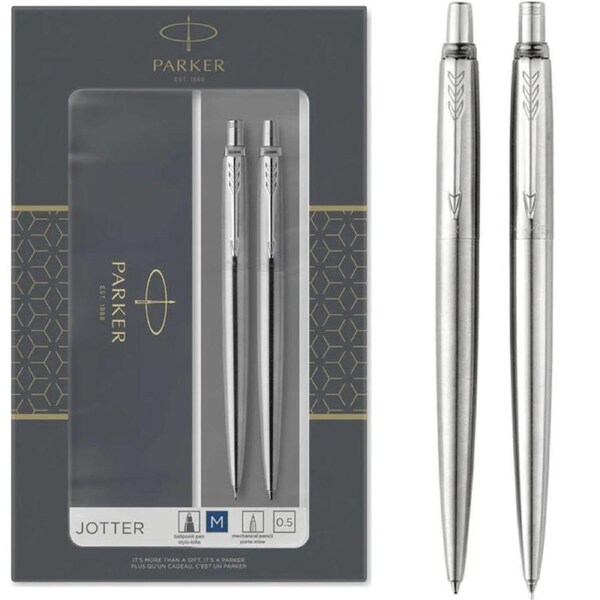 Parker Jotter Ballpoint Pen And Mechanical Pencil Stainless Steel Gift Set