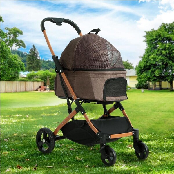 i.Pet Pet Stroller Dog Pram Large Cat Carrier Travel Foldable 4 Wheels Pushchair Double