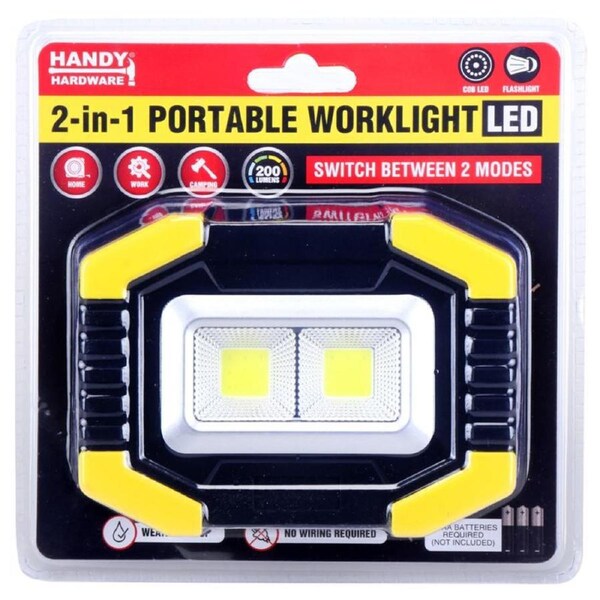 2-in-1 Work Light with 2 COBS Portable Compact 2 Modes 11 x 13.5cm