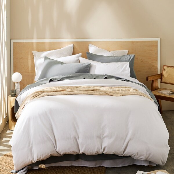 MyHouse Stonewash Quilt Cover Set 210X210cm - White - Queen