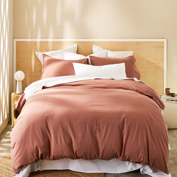 MyHouse Stonewash Quilt Cover Set 245X210cm - Clay - King