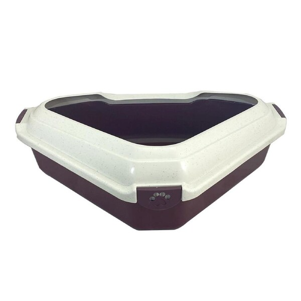 Showmaster Room Corner Triangle Shaped Cat/Pet Litter Box/Tray w/ Spill/Kick Rim