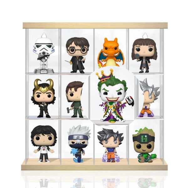 Acrylic Display Case for Funko Pop! Vinyl DC Comics Emperor Joker 3.75 Inch Compatible 12 Slots Wall Mount Dust Proof Glue Free