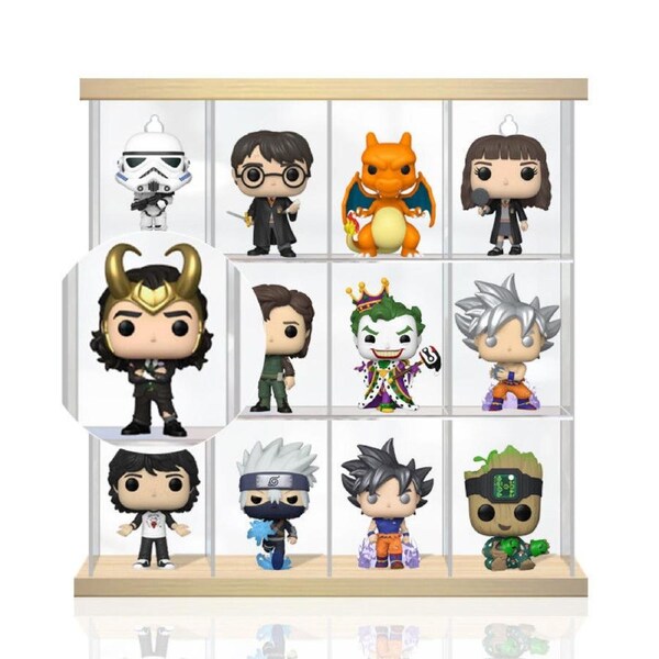 Acrylic Display Case for Funko Pop! Vinyl Marvel President Loki 3.75 Inch Compatible 12 Slots Wall Mount Dust Proof Glue Free