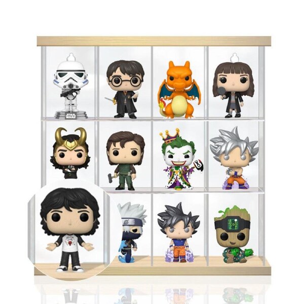 Acrylic Display Case for Funko Pop! Vinyl Stranger Things 4 Mike 3.75 Inch Compatible 12 Slots Wall Mount Dust Proof Glue Free