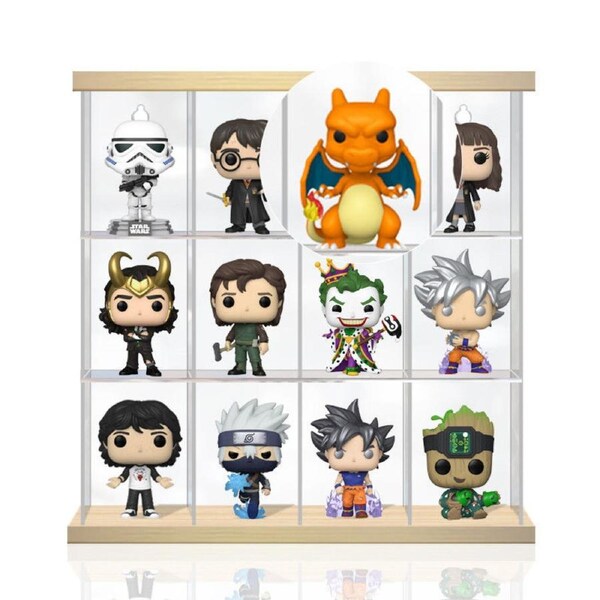 Acrylic Display Case for Funko Pop! Vinyl Pokemon Charizard 3.75 Inch Compatible 12 Slots Wall Mount Dust Proof Glue Free