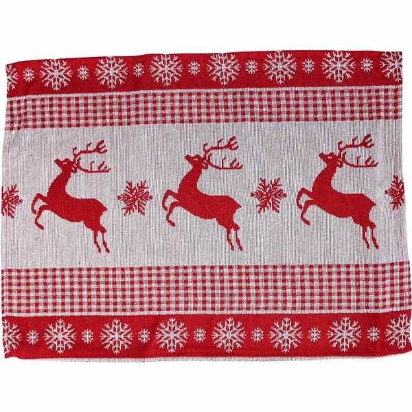 French Country Table Placemats Prancing Reindeer Set 6 33x24cm