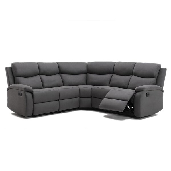 Foret 5 Seater Sofa Corner Lounge Recliner Footrest Bed Chaise Couch Fabric Grey Dark