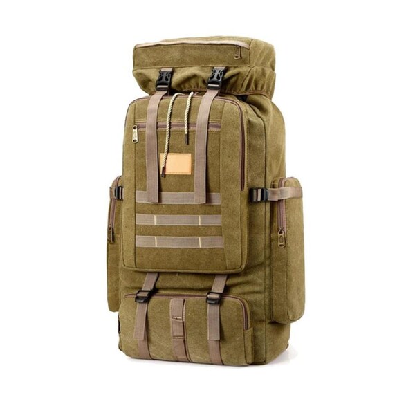 Nevenka 80L Outdoor Tactical Backpack Large Capacity Waterproof Backpack for Camping Hiking-Khaki