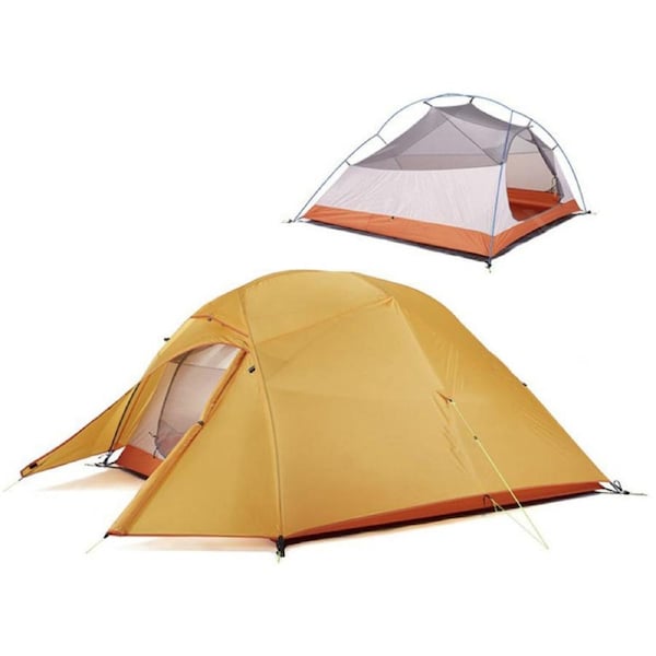 Nevenka 3 Person Camping Tent Lightweight Backpacking Waterproof Tent Easy Setup-Orange