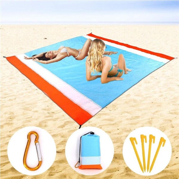 Nevenka Sand Free Beach Blanket 82 x79inches Portable Waterproof Beach Mat-Orange