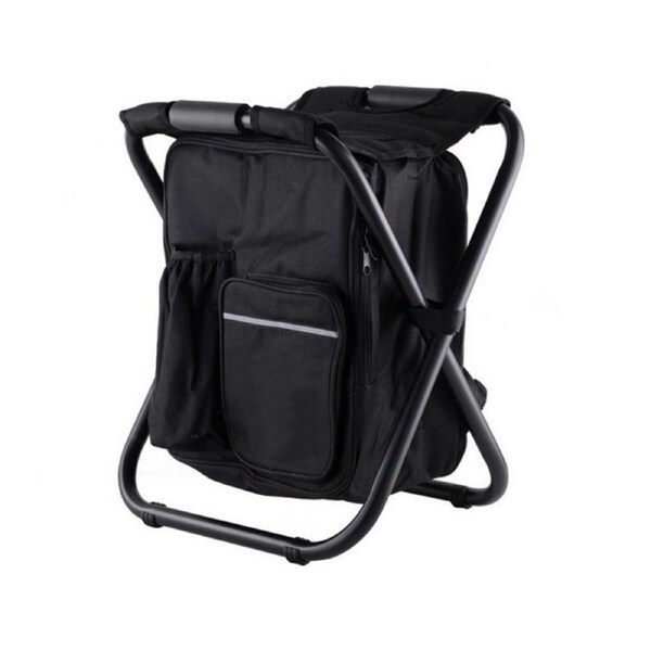 Nevenka Multifunctional Backpack Folding Chair Outdoor Gear Camping Stool-Black