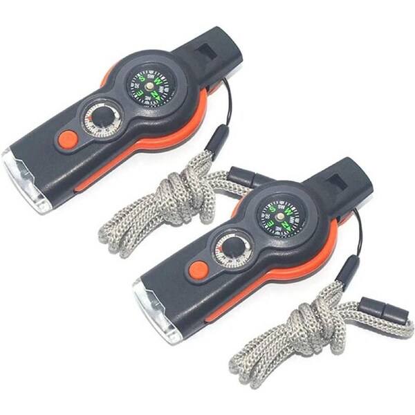 Nevenka 2Pack 7 in 1 Multitool Survival Tools Safety Whistle for Camping Hiking Fishing