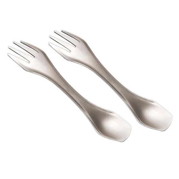 Nevenka 2Pcs 3-in-1 Ultralight Titanium Spork for Backpacking and Camping