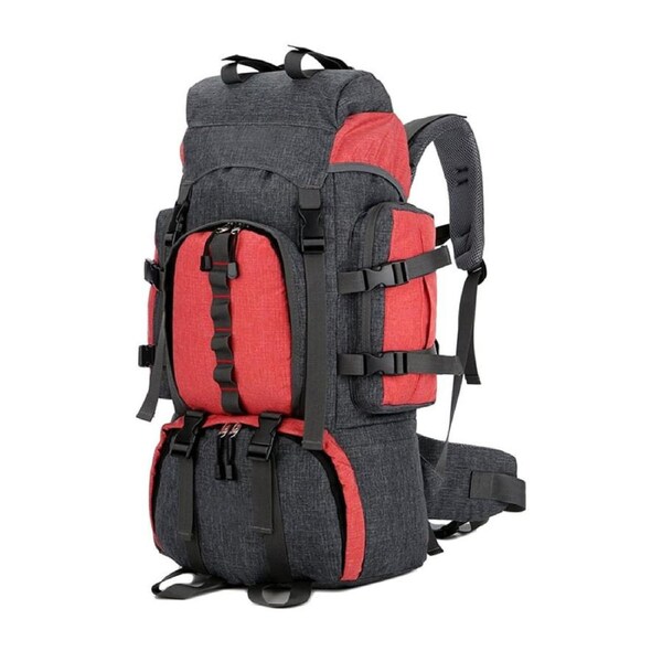 Nevenka 55L Backpack Internal Frame Hiking Water Resistant Travel Packs with Rain Cover-Red