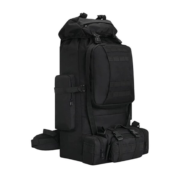 Nevenka 80L Waterproof 2-in-1 Detachable Backpack for Camping-Black