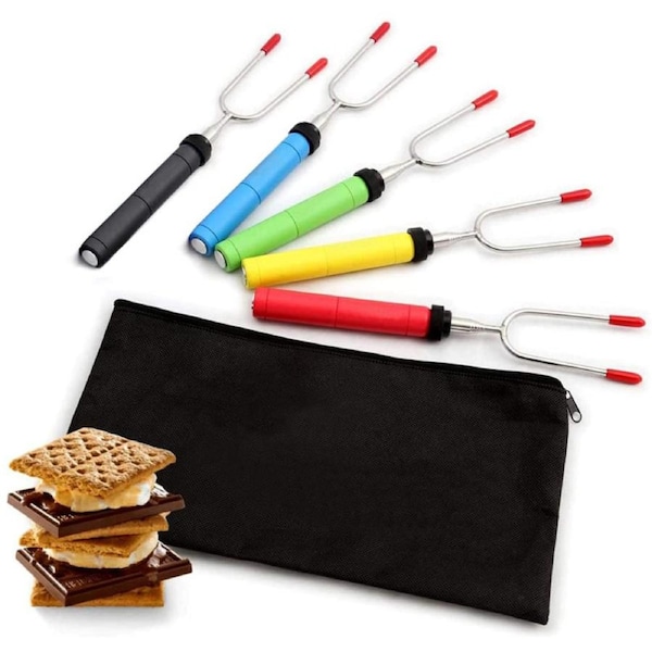 Nevenka 5Pcs Marshmallow Roasting Sticks kit for Kids Over Campfire Cooking