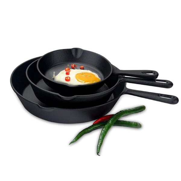 Nevenka Cast Iron Skillet Kit 16cm 20cm and 25cm Frying Pans Camp Cookware