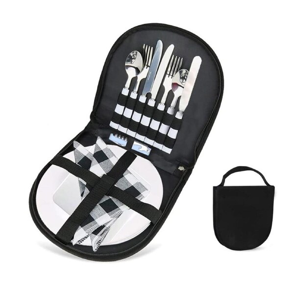 Nevenka 11 Pcs Camping Silverware Cutlery Kit for 2 Person Hiking