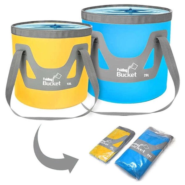 Nevenka 2Pcs Collapsible Bucket with Handle Ultra Outdoor Basin Pail 20L-12L