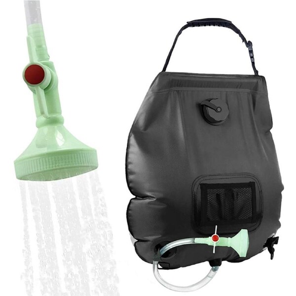 Nevenka 20L Solar Shower Bag with Removable Hose and Shower Head for Camping-Black