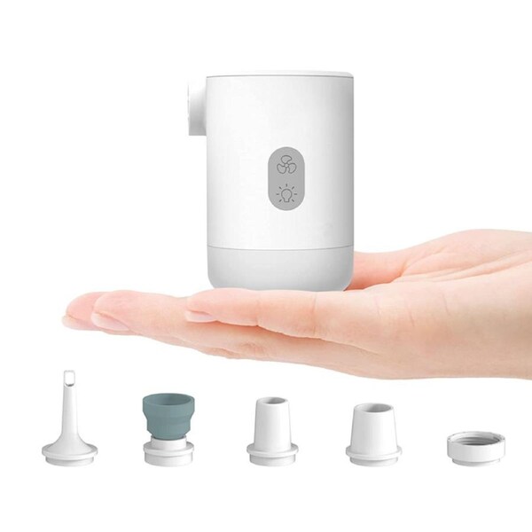 Nevenka Portable Electric Air Pump Ultralight Inflator with Led Light for Floats Boats-White