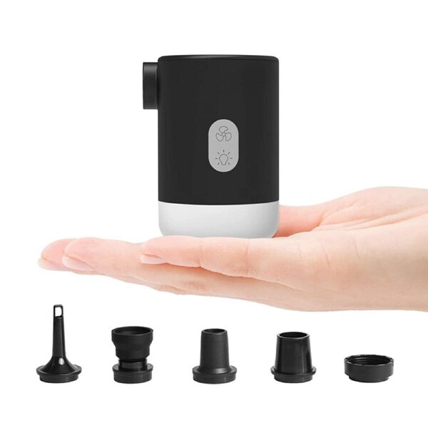 Nevenka Portable Electric Air Pump Ultralight Inflator with Led Light for Floats Boats-Black