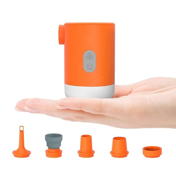 Nevenka Portable Electric Air Pump Ultralight Inflator with Led Light for Floats Boats-Orange