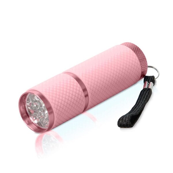 Nevenka 9 LED Glow in Dark Small Flashlights with Nylon lanyard for Camping-Pink
