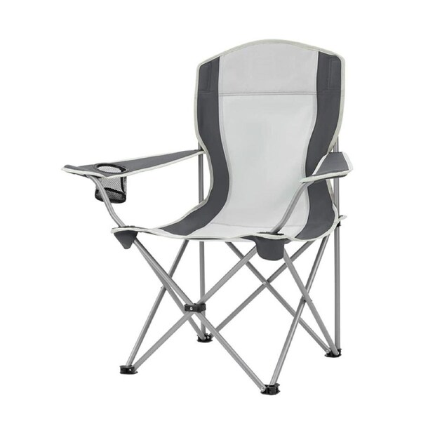 Nevenka Lightweight Camping Chair with Arm Rest Cup Holder and Carry Bag-Grey