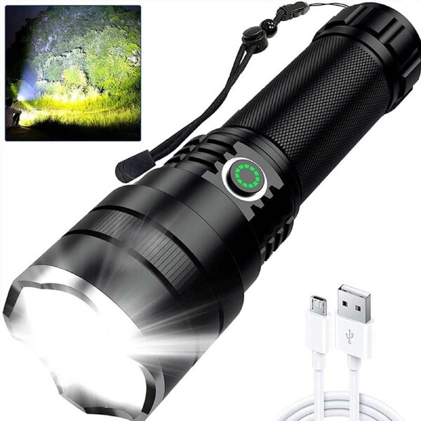 Nevenka Rechargeable Waterproof Flashlights 4 Modes Zoomable for Camping