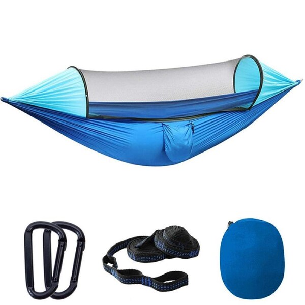 Nevenka Large Camping Pop-up Parachute Hammock with Mosquito Net-Blue