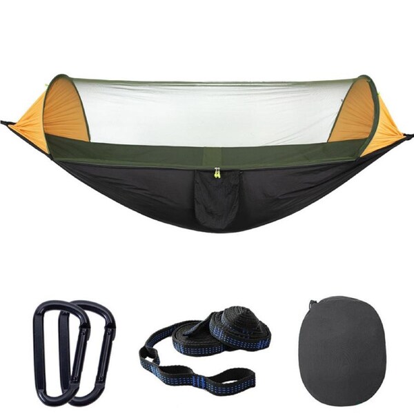 Nevenka Large Camping Pop-up Parachute Hammock with Mosquito Net-Orange