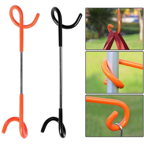 Nevenka 2Pcs Non-Slip Camping Lantern Hooks Hangers for Camping-Black Orange