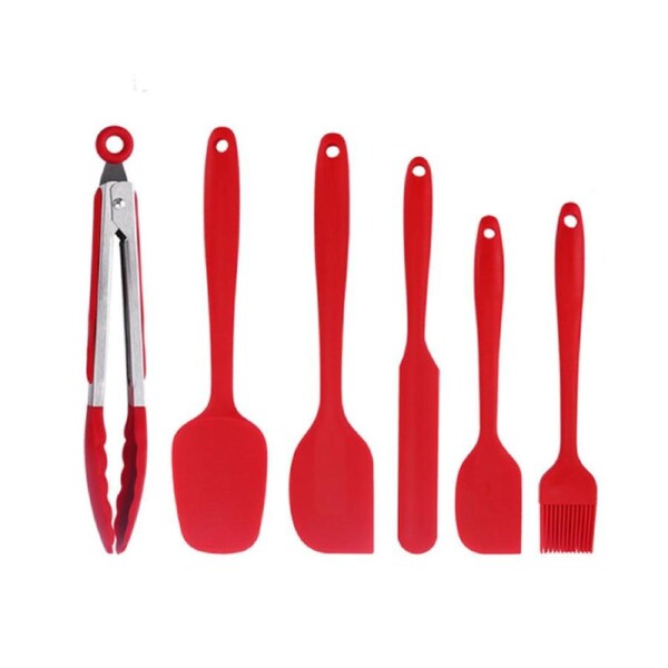 Nevenka 6Pcs Food Silicone Spatula Set High Heat Resistant Spatulas-Red
