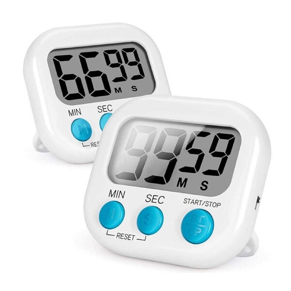 Nevenka 2 Packs Small Kitchen Timer Magnetic Digital Minute Second Timers-White