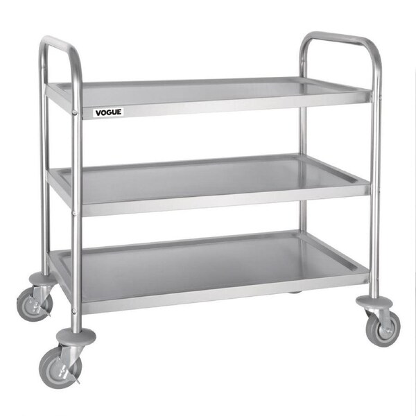 EDLP Vogue 3 Tier Flat Pack Trolley St/St - 810x455x855mm 32x18x33 3/4"