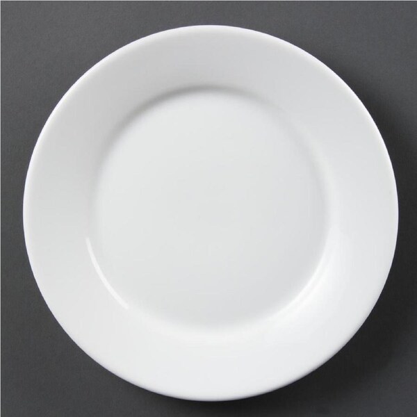 Olympia Whiteware Wide Rimmed Plate - 23cm 9" (Box 12)